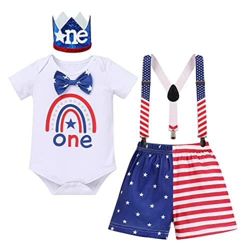 Baby Boy 1st Birthday Cake Smash Outfit 4pcs Set