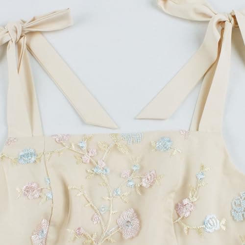 Square Neck Tulle Prom Dress Floral Cocktail Dress for Women