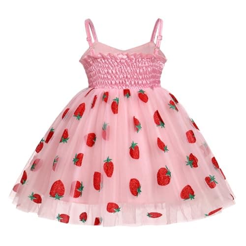 Toddler Girl Strawberry Floral Butterfly Tulle Birthday Dress