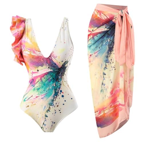 Women's One-Piece Swimsuit with Cover-up Sarong - Beach Outfit