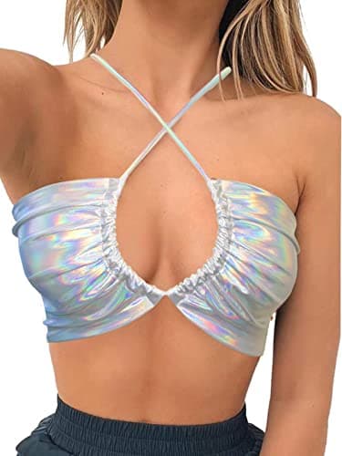 Square Neck Buckle Strap Cami Crop Tube Top