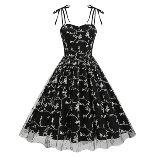 Vintage Embroidered Floral Tulle Prom Dress for Women