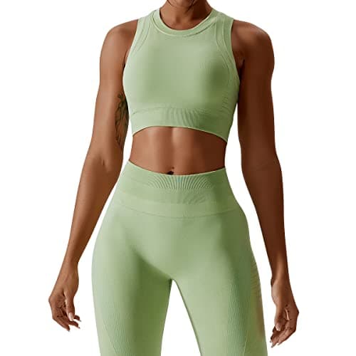 ABOCIW Women's Seamless Racerback Sports Bra & Leggings Set