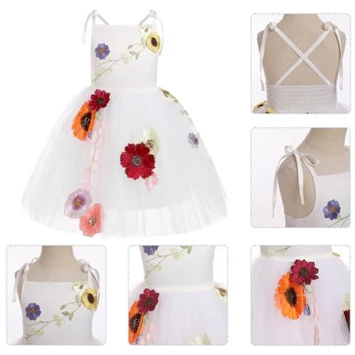 IMEKIS Toddler Girl Birthday Princess Dress Flower Embroidery Tulle Wedding Veil 1-6T