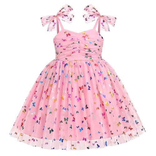 Toddler Girl Birthday Princess Dress with Shiny Confetti - Boho Rainbow Cake Smash Outfit (1-6T)