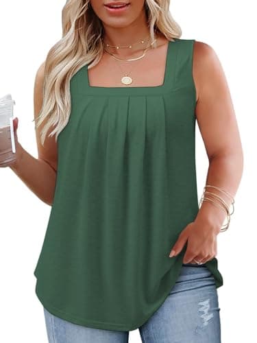 Flowy Square Neck Tank Tops for Women XL-5XL