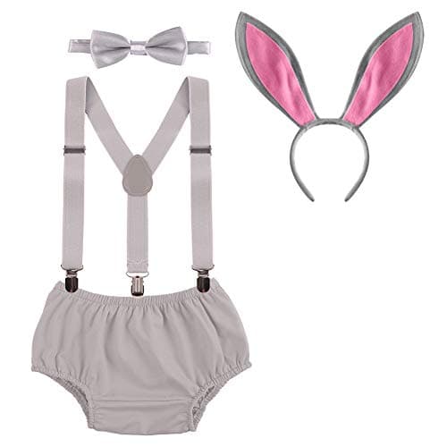 IMEKIS Baby Boy 1st Easter Outfit with Bunny Bowtie and Headband