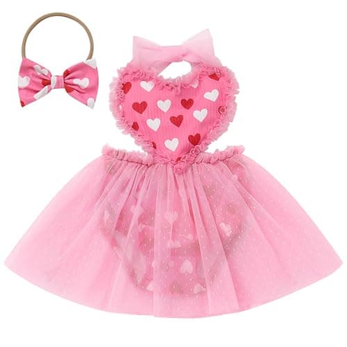 IMEKIS Strawberry Pink Heart 1st Birthday Outfit