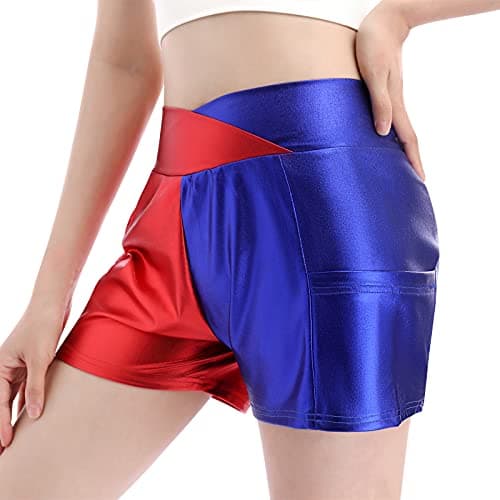 Metallic Rave Shorts for Women - Shiny Hot Pants Disco Dance Bottoms Halloween Cosplay Clubwear
