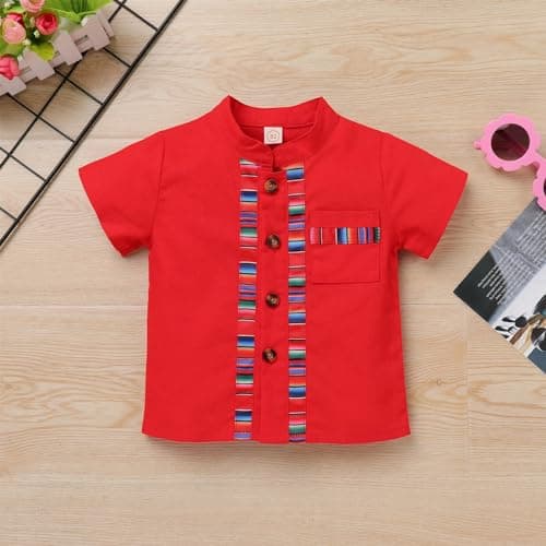 IMEKIS Toddler Boys Traditional Mexican Outfit for Birthday Party Shorts Shirts