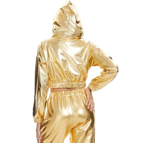 Yuji Itadori Metallic Shiny Crop Hoodies Hooded Sweatshirts