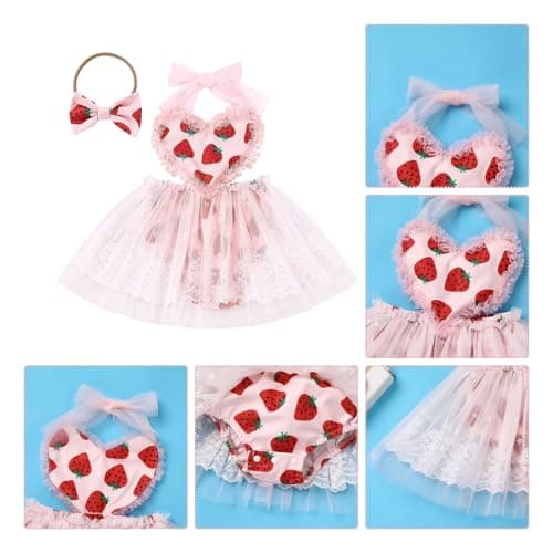 IMEKIS Strawberry Pink Heart 1st Birthday Outfit