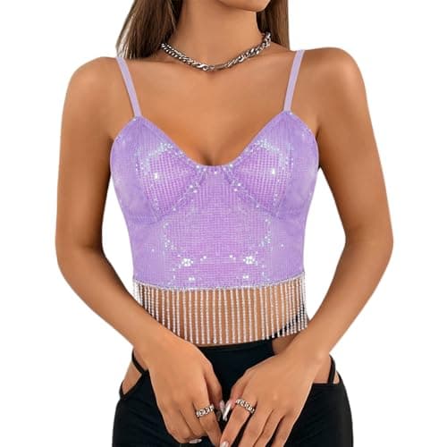 Reflective Crop Top for Women, Festival Rave Outfits and Girls Club Tank Vest