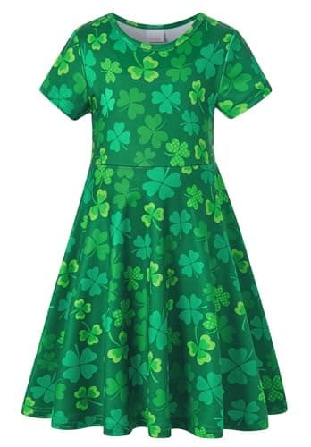 RAISEVERN Toddler Girls Short Sleeve Casual Midi Sundress 4-9T