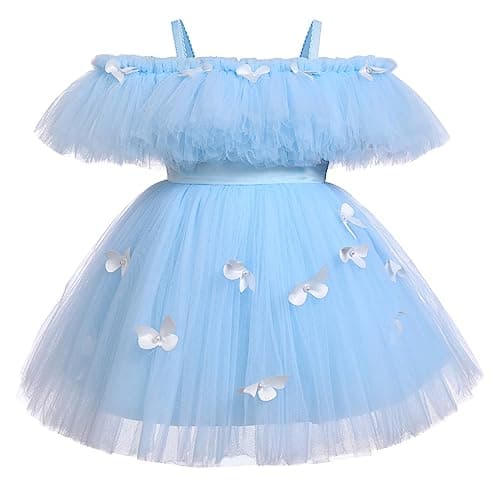 IBTOM CASTLE Butterfly Embroidery Baby Butterfly Tutu Gown