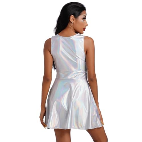 Anime Halloween Costume Metallic Skater Dress Outfit for Women and Girls