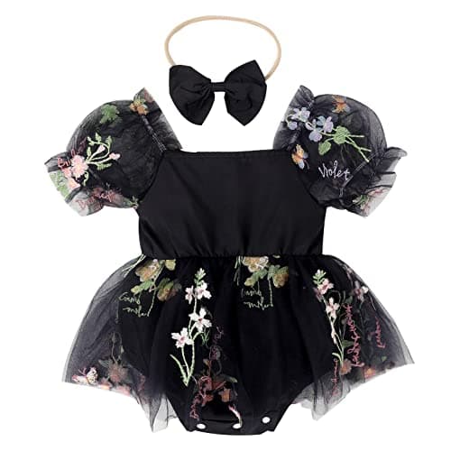 Baby Girl 1st Birthday Butterfly Romper Dress with Headband