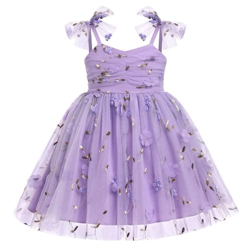 Toddler Girl Birthday Princess Dress with Shiny Confetti - Boho Rainbow Cake Smash Outfit (1-6T)