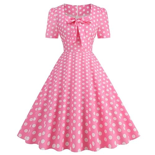 IMEKIS Womens 1950s Vintage Polka Dots Audrey Hepburn Dress