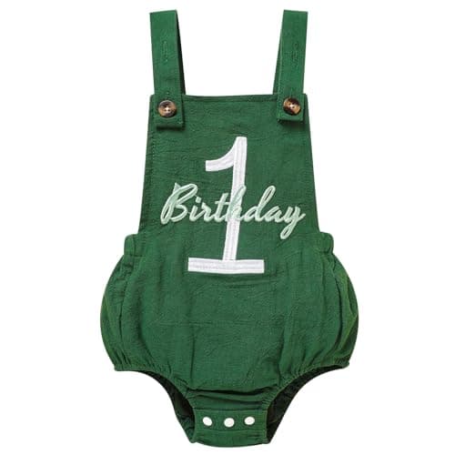Solid Color 1st Birthday Romper for Baby Boys and Girls