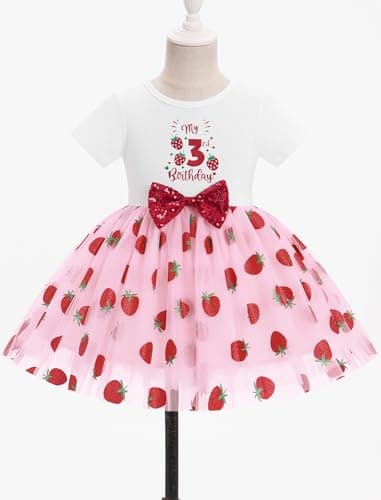 IMEKIS Baby Girls 1st & 2nd Birthday Outfit with Dress & Tutu Set