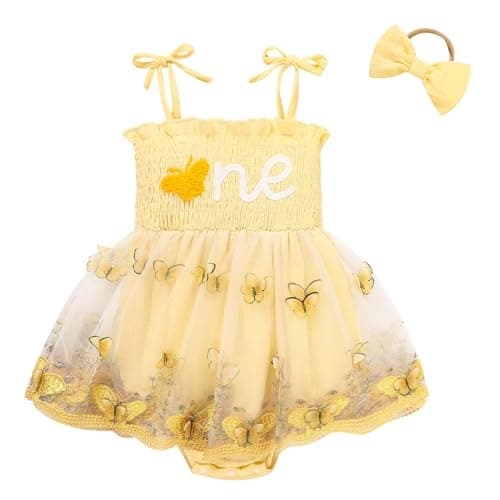 TITKKOP Baby Girl 1st Birthday Tulle Romper Sleeveless Bodysuit