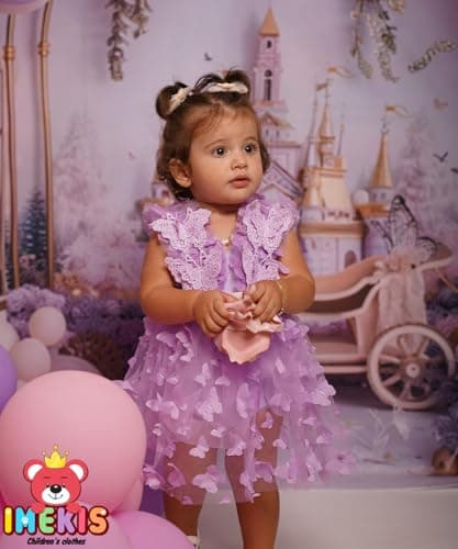 Newborn Baby Girl 1st Birthday Lace Tulle Romper Dress with Floral Headband
