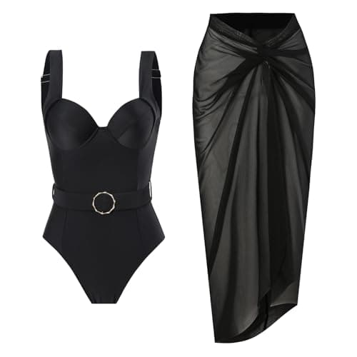 Women's One-Piece Swimsuit with Cover-up Sarong - Beach Outfit