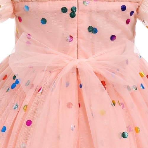 IMEKIS Toddler Girl Sparkle Confetti Birthday Princess Dress