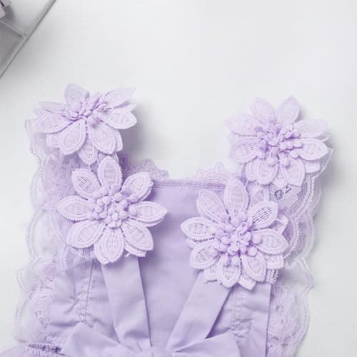 Newborn Baby Girls 1st Birthday Boho Romper Outfit with Flower Headband