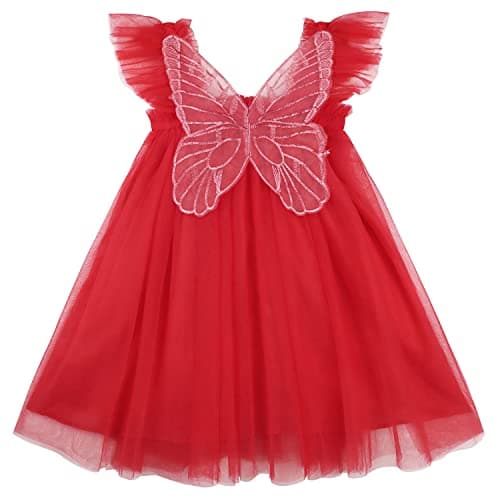 AGQT Baby Girls Butterfly Print Tulle Tutu Sundress 6M-6T