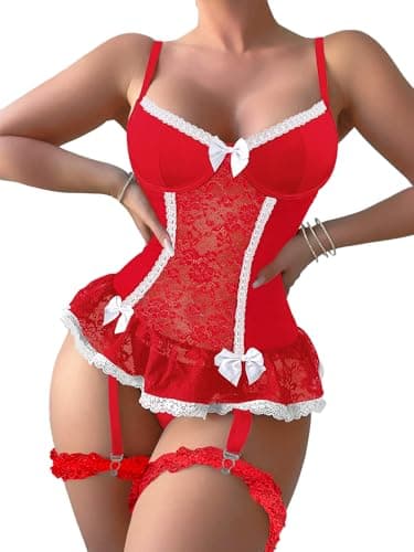 GCWBOTTO Tummy Control Lace Up Corset Teddy Babydoll