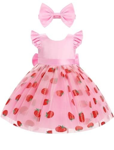 IMEKIS Toddler Girls Satin Tulle Dress with Headband Embroidery