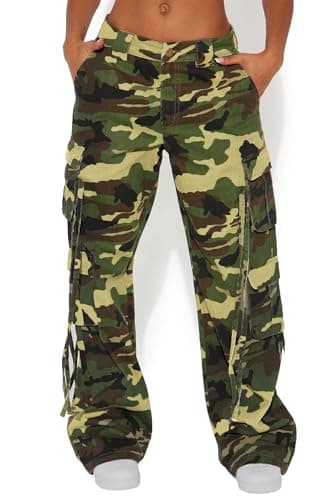 Fablinic Women's Y2K High-Wasted Straight Leg Cargo Pants with 6 Pockets