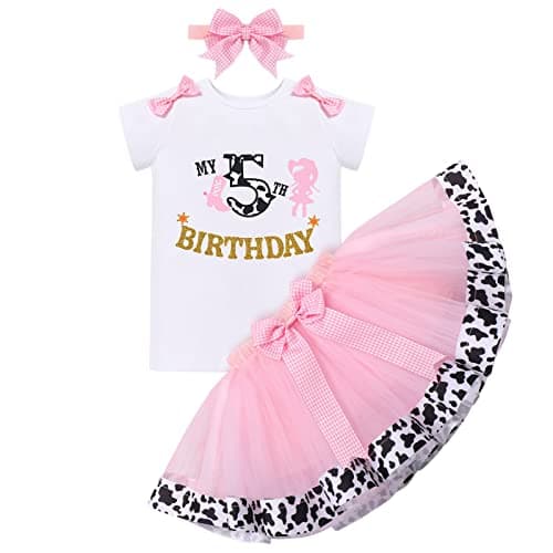 Baby Girl 1st Birthday Farm Cow Ladybug Romper Tutu Skirt Headband Cake Smash Photo Shoot Clothes