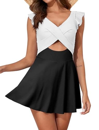 IMEKIS Women's Tummy Control Swim Dress