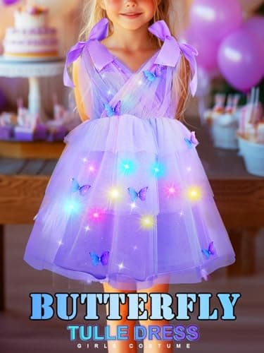 EVILD Pink LED Glowing Butterfly Tutu Dress for Girls and Kids