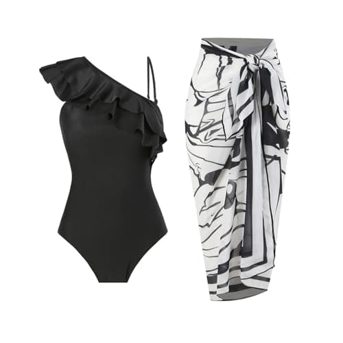 Women's One-Piece Swimsuit with Cover-up Sarong - Beach Outfit
