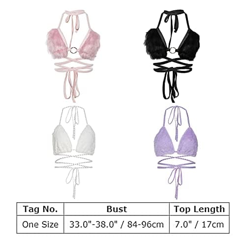 Fluffy Fur Triangle Bikini Crop Top for Women