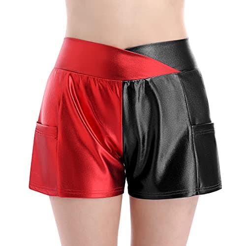 Metallic Rave Shorts for Women - Shiny Hot Pants Disco Dance Bottoms Halloween Cosplay Clubwear