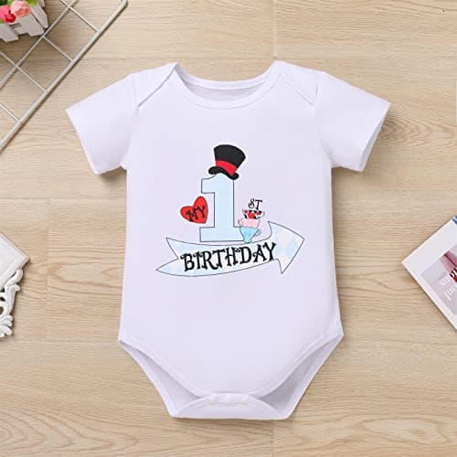 IMEKIS Toddler Girls 1st Birthday Romper + Tutu + Headband Outfit