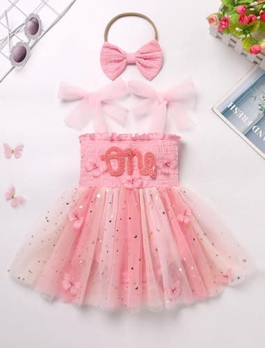 IMEKIS Baby Girl Strawberry OneBirthday Outfit Tulle Romper Headband