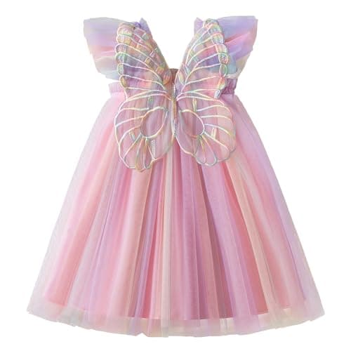 Nileafes Toddler Girl Fairy Butterfly Tulle Casual Birthday Dress