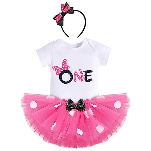 IBTOM CASTLE Polka Dots Romper Tutu Dress for Baby Girls Birthday Outfit