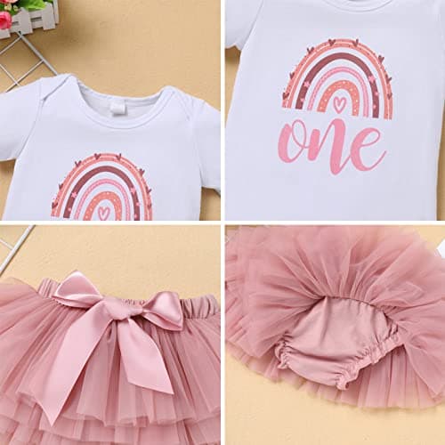 ODASDO Boho Rainbow Birthday Cake Smash Outfit Set