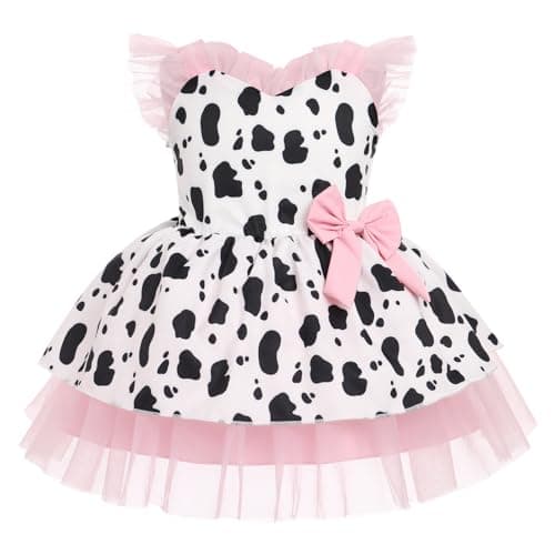 Toddler Girls Cow Print Birthday Dress