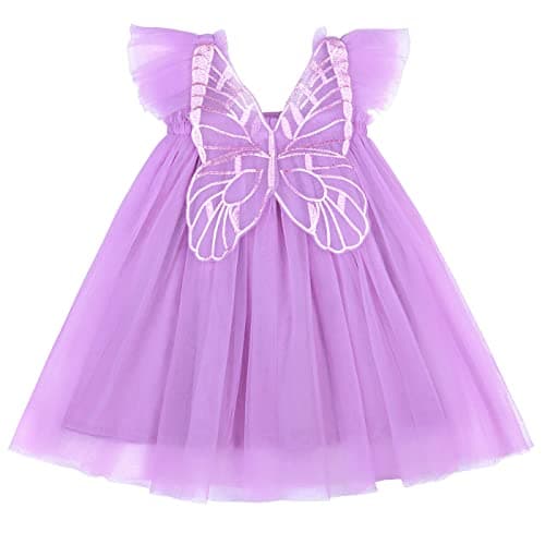 AGQT Baby Girls Butterfly Print Tulle Tutu Sundress 6M-6T