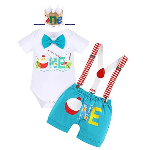 Birthday Outfit Set for Baby Boys: Romper, Shorts, Suspenders, Hat