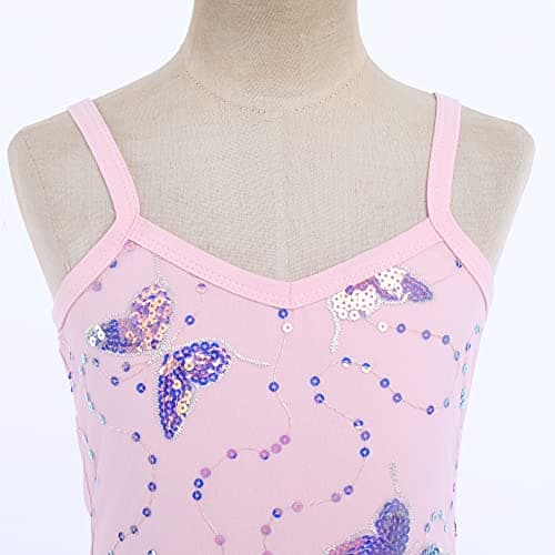IMEKIS Shiny Butterfly Ballet Leotard with Tutu for Toddler Girls 3-10T