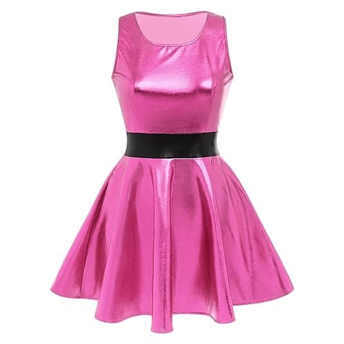 Anime Halloween Costume Metallic Skater Dress Outfit for Women and Girls